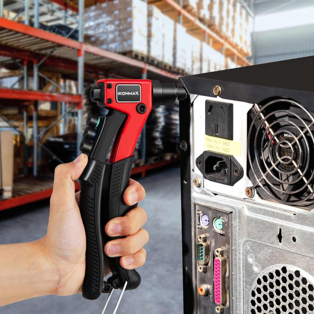 Riveteuse Manuelle Avec 200 Rivets Et 4 Outils-Embouts De Rivets Interchangeables À Volonté Avec Étui De Transport