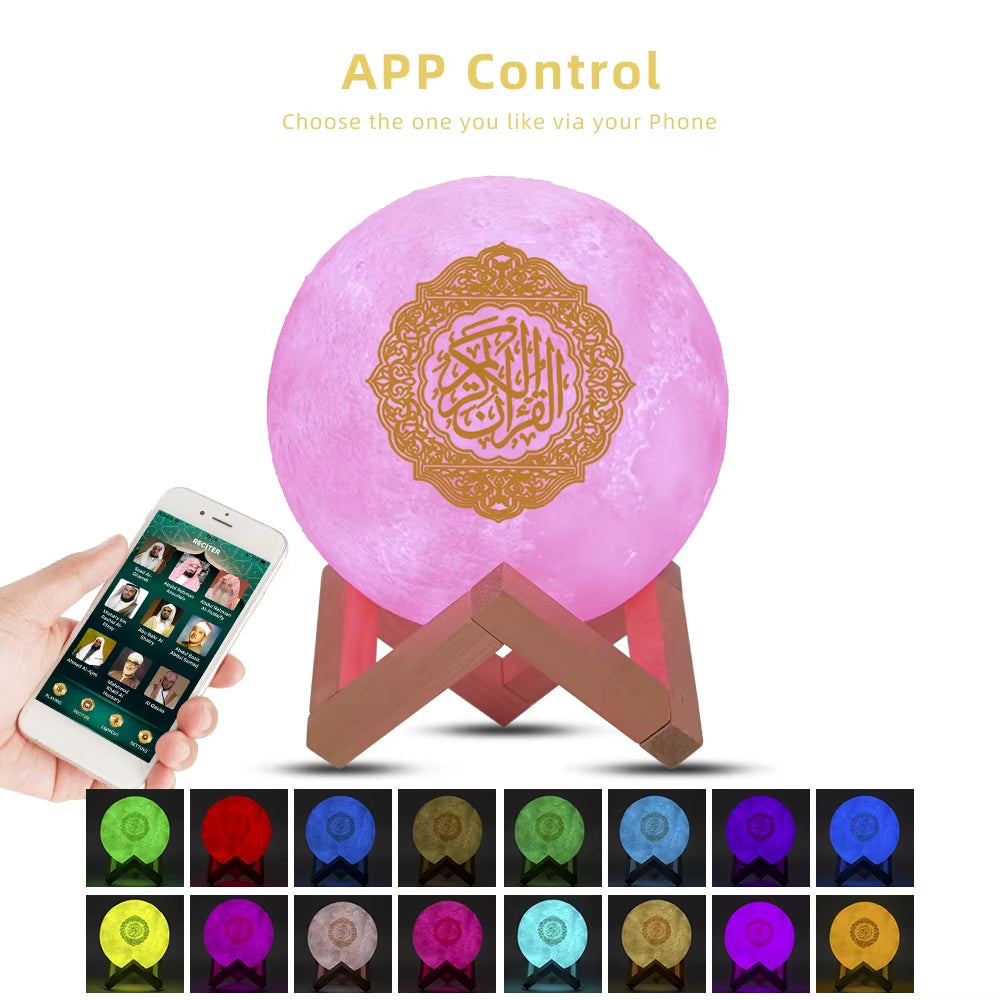 Bluetooth Speakers Wireless Muslim Night Light Quran Speakers 3D Moon with APP Control Quran Speaekr Koran Touch Lamp